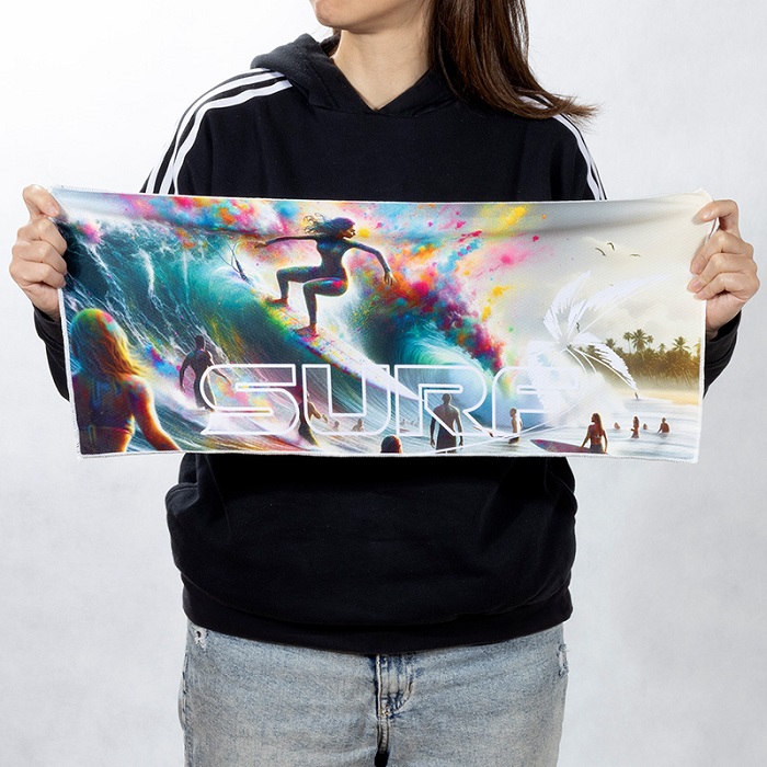 Custom cooling towels with full-color sublimation printing by YesPromotion — Nylon6 cooling yarns, SGS tested, Made in Taiwan